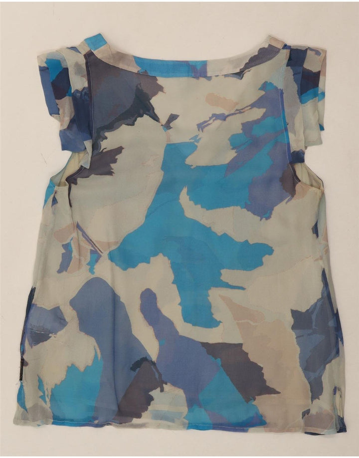 ARMANI Womens See Through Blouse Top EU 44 XL Blue Camouflage Silk Vintage Armani and Second-Hand Armani from Messina Hembry 