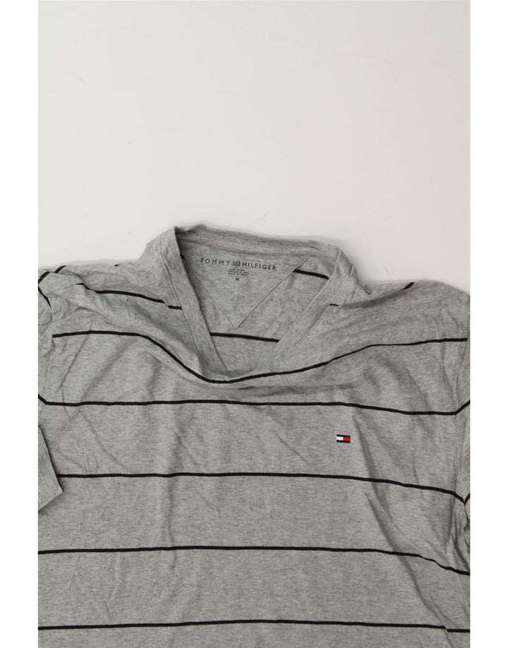TOMMY HILFIGER Mens T-Shirt Top Medium Grey Striped Cotton Vintage Tommy Hilfiger and Second-Hand Tommy Hilfiger from Messina Hembry 