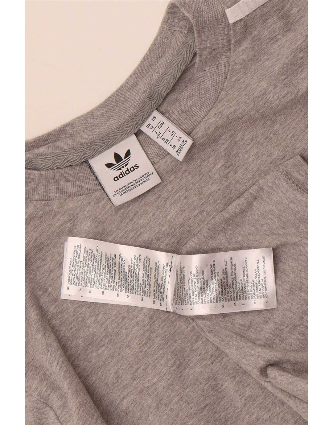 Adidas Womens Top Long Sleeve UK 12 Medium Grey Cotton