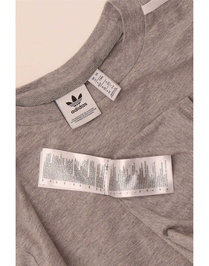 Adidas Womens Top Long Sleeve UK 12 Medium Grey Cotton