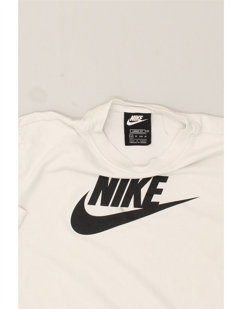 NIKE Mens Loose Fit Graphic T-Shirt Top XS White | Vintage Nike | Thrift | Second-Hand Nike | Used Clothing | Messina Hembry 