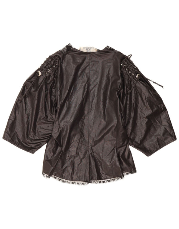 VINTAGE Womens 3/4 Sleeve Cardigan Top UK 10 Small Black