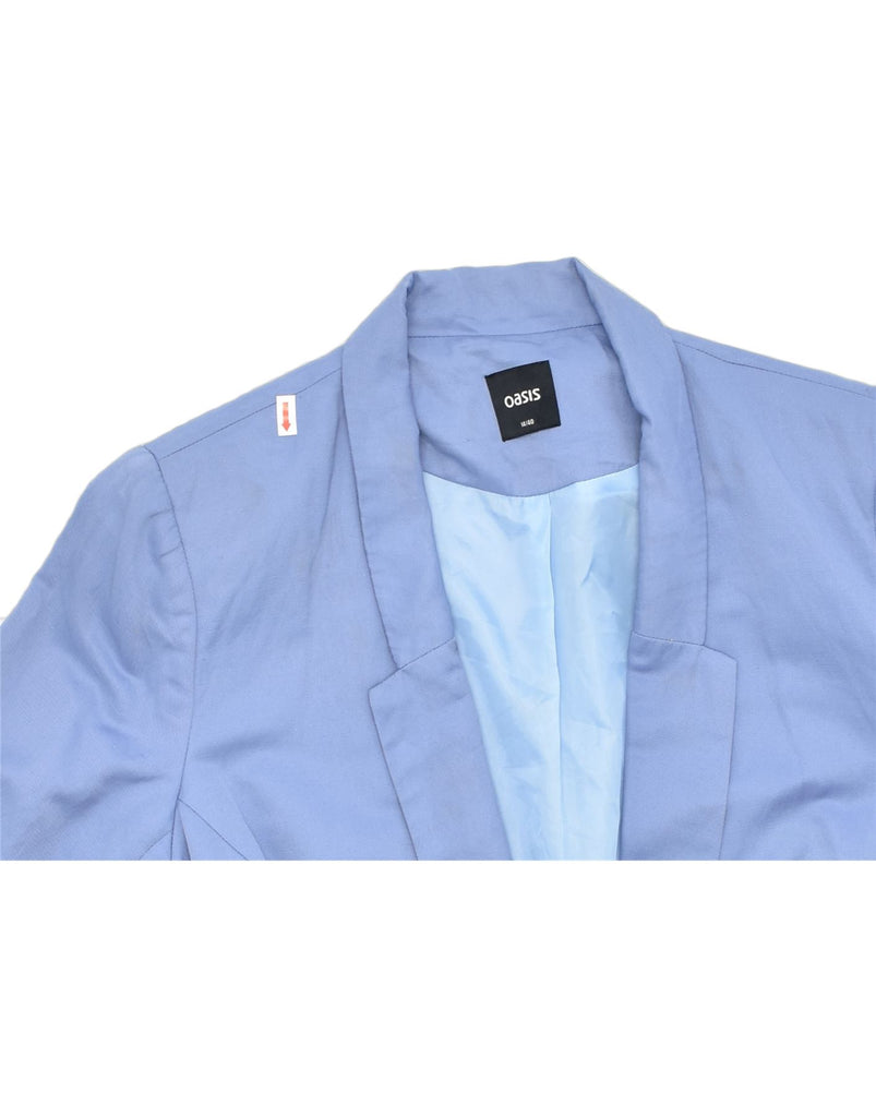 OASIS Womens 1 Button Blazer Jacket UK 14 Medium Blue Polyester | Vintage | Thrift | Second-Hand | Used Clothing | Messina Hembry 