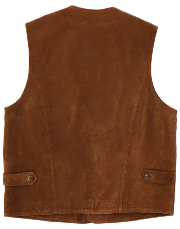 Front Line Mens Suede Waistcoat UK 40 Medium Brown Leather