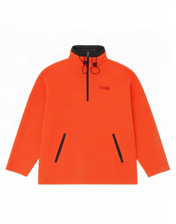 Champion Mens Zip Neck Fleece Jumper XL Orange Polyester