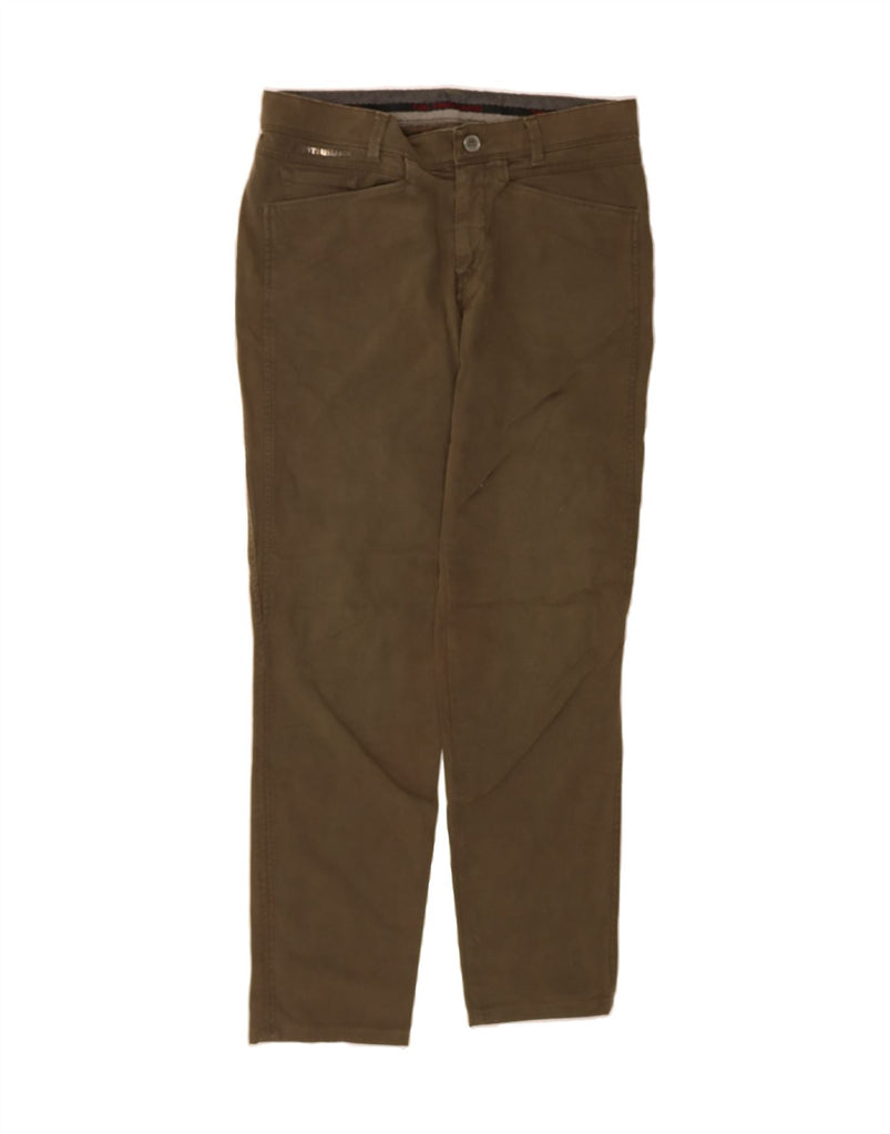 TRUSSARDI Mens Straight Casual Trousers IT 46 Small W30 L30 Khaki Cotton Vintage Trussardi and Second-Hand Trussardi from Messina Hembry 