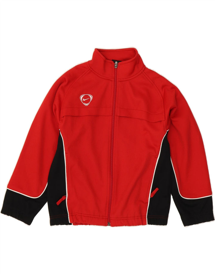 NIKE Boys Tracksuit Top Jacket 8-9 Years Small Red Colourblock Polyester Vintage Nike and Second-Hand Nike from Messina Hembry 