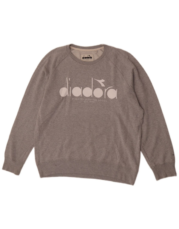 Diadora Mens Graphic Sweatshirt Jumper XL Grey Flecked Cotton