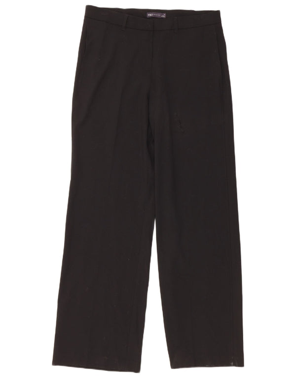 Marks & Spencer Womens Straight Suit Trousers UK 14 Large W34 L32 Black