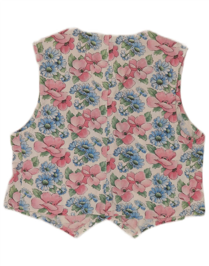 Vintage Womens Waistcoat UK 14 Medium Multicoloured Floral