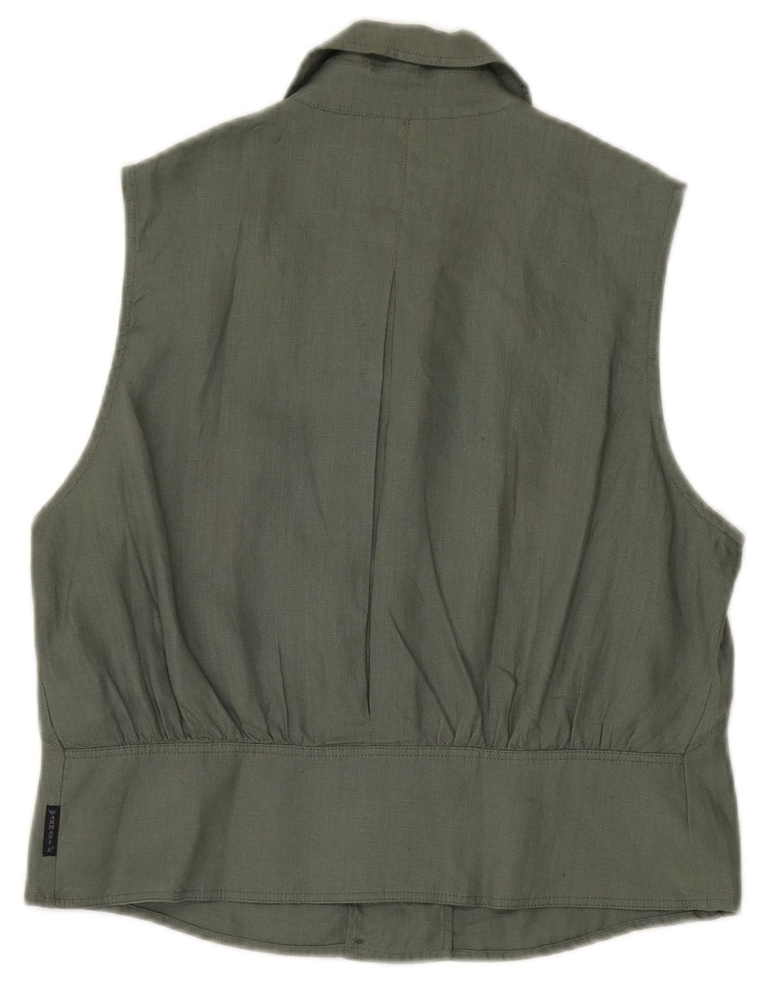 Armani Jeans Womens Sleeveless Double Breasted Shirt Blouse IT 48 XL Khaki
