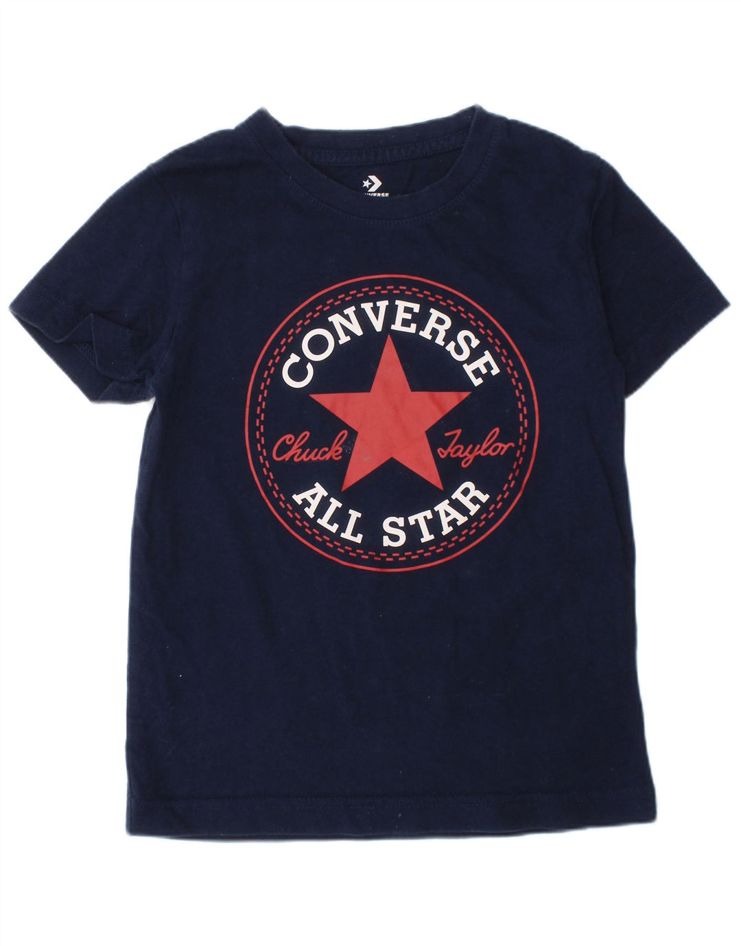 CONVERSE Boys Chuck Taylor Graphic T-Shirt Top 4-5 Years Navy Blue Cotton