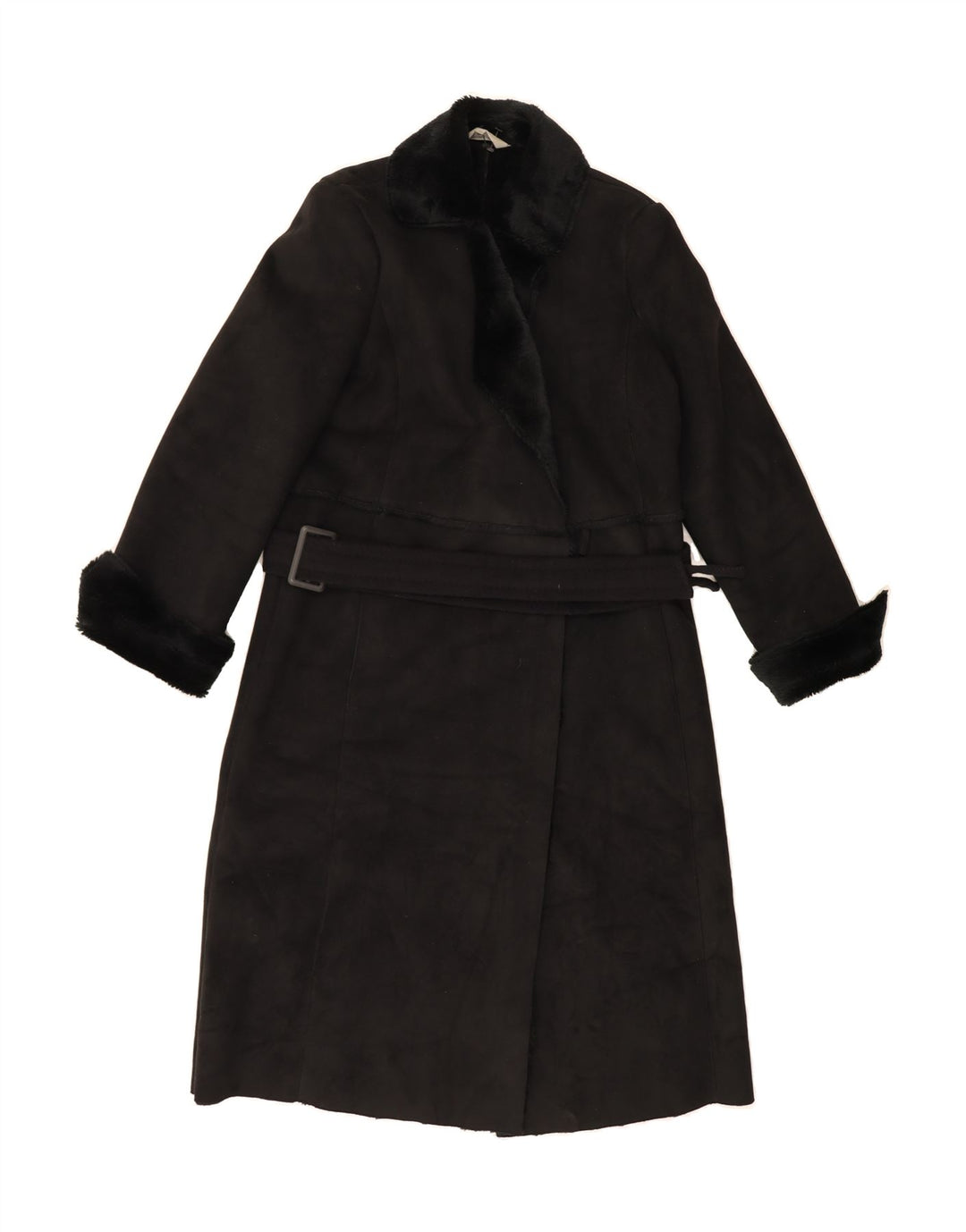 MARKS & SPENCER Womens Sherpa Overcoat UK 12 Medium Black Vintage Marks & Spencer and Second-Hand Marks & Spencer from Messina Hembry 