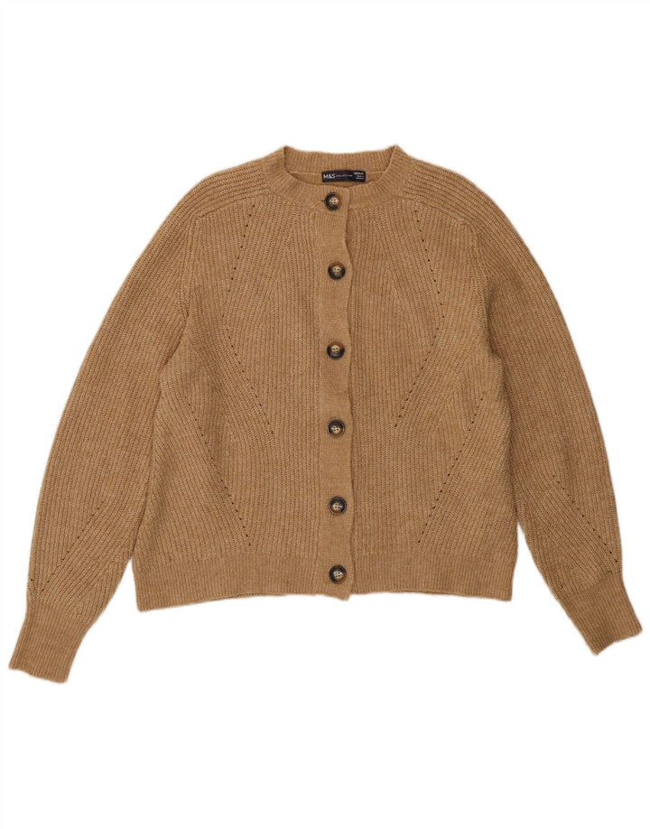Marks & Spencer Womens Cardigan Sweater UK 14 Medium Brown Acrylic