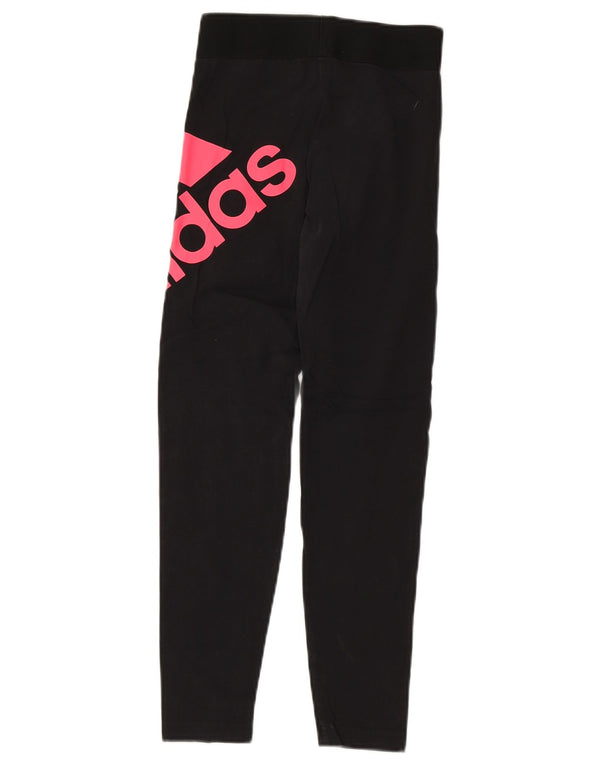 Adidas Girls Graphic Leggings 11-12 Years Black Cotton