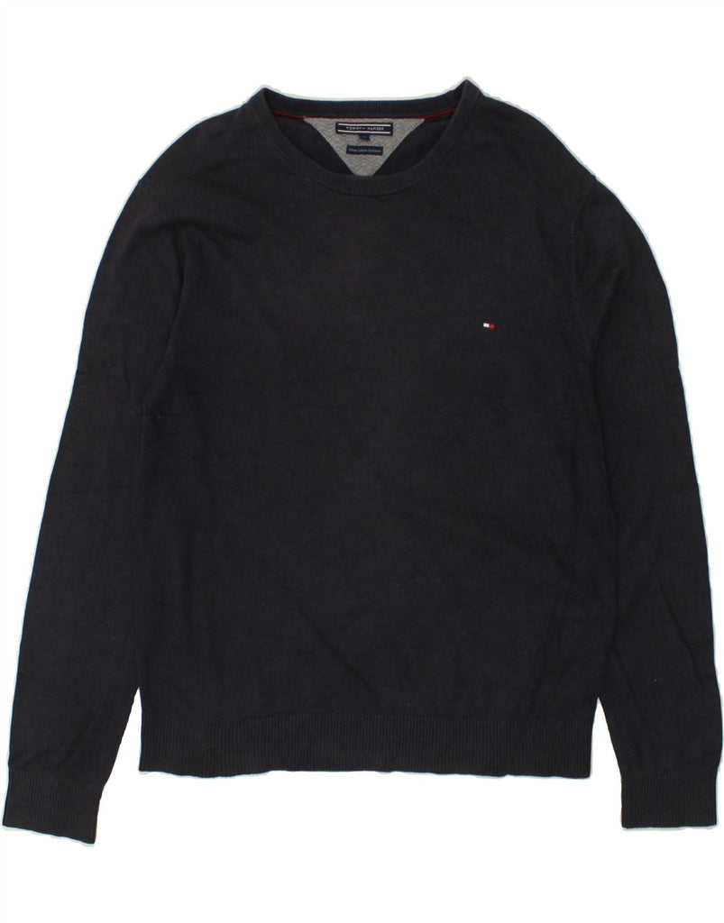 TOMMY HILFIGER Mens Crew Neck Jumper Sweater XL Black Cotton | Vintage Tommy Hilfiger | Thrift | Second-Hand Tommy Hilfiger | Used Clothing | Messina Hembry 