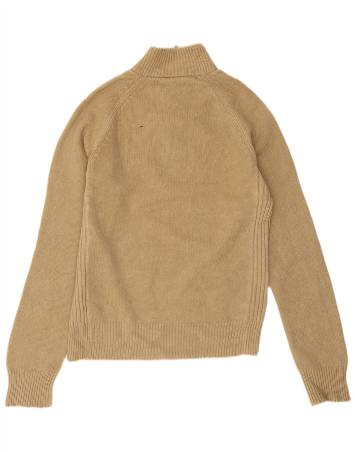 Timberland Mens Zip Neck Jumper Sweater 2XL Beige Lambswool