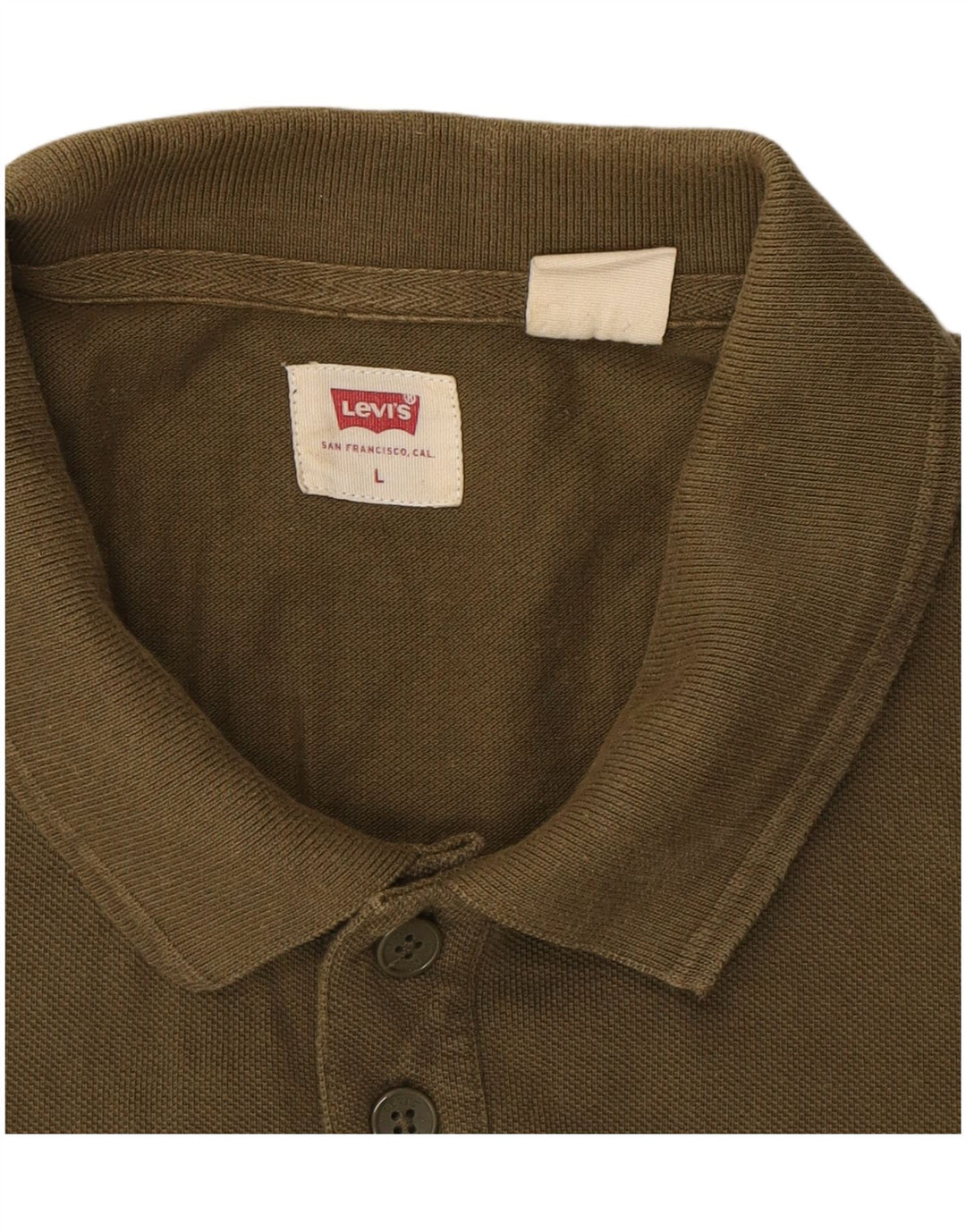 LEVI'S Mens Polo Shirt Large Khaki Cotton