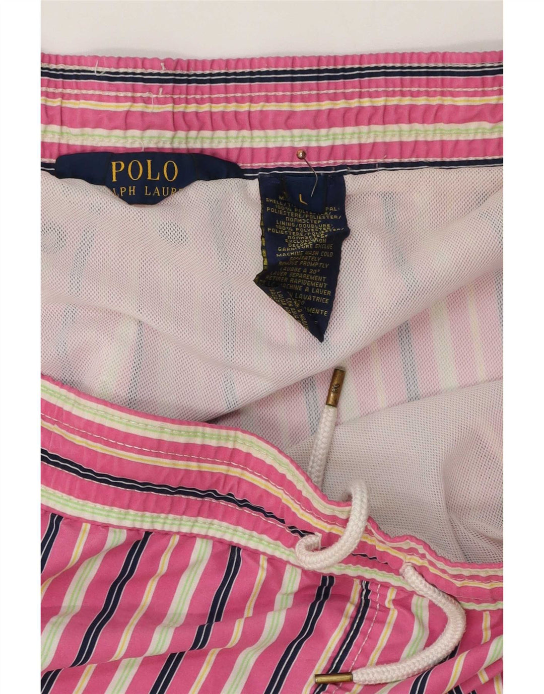 Polo Ralph Lauren Mens Swimming Shorts Large Pink Striped Polyester