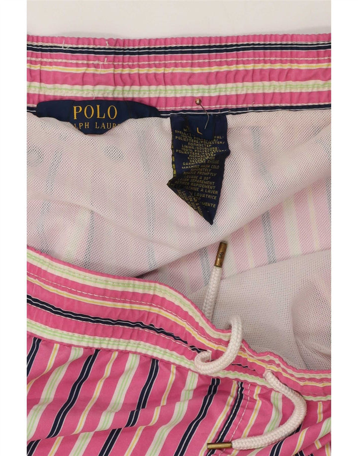 Polo Ralph Lauren Mens Swimming Shorts Large Pink Striped Polyester