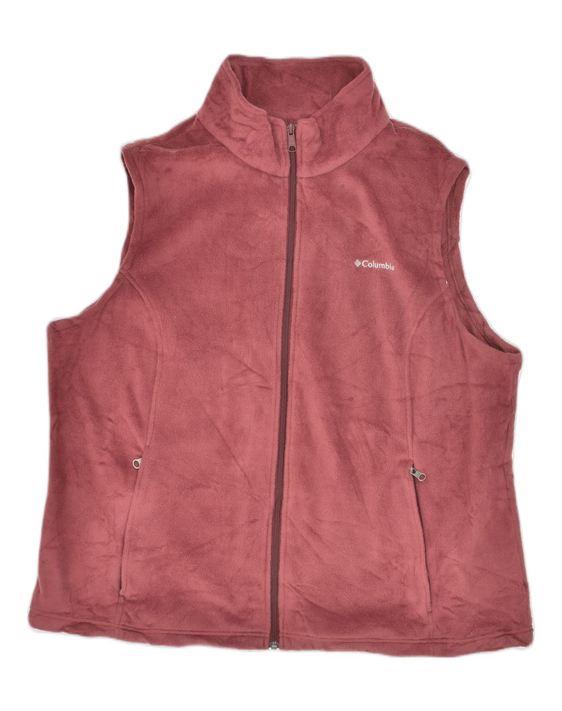 COLUMBIA Womens Fleece Gilet UK 20 2XL Maroon Polyester | Vintage Columbia | Thrift | Second-Hand Columbia | Used Clothing | Messina Hembry 