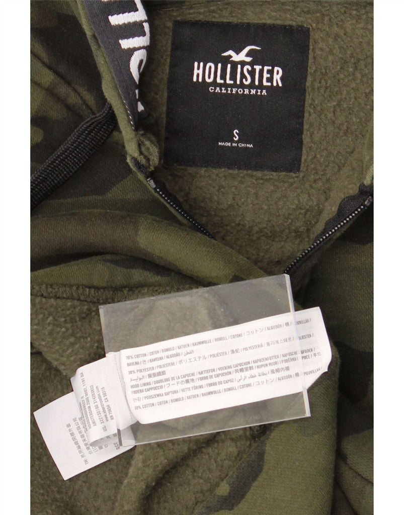 HOLLISTER Mens Graphic Zip Hoodie Sweater Small Khaki Camouflage Cotton Vintage Hollister and Second-Hand Hollister from Messina Hembry 