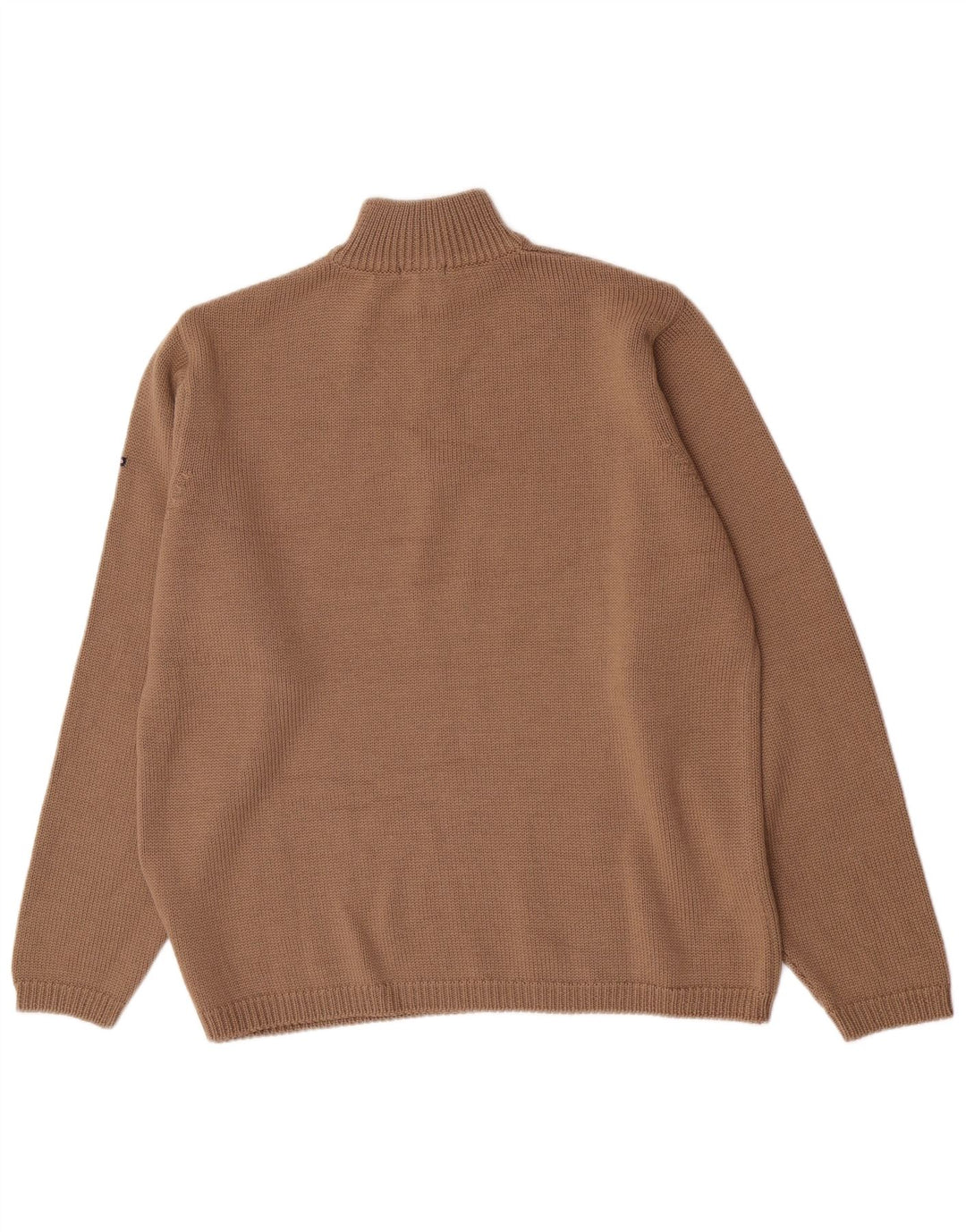 Canadiens Mens Zip Neck Jumper Sweater Large Brown Wool
