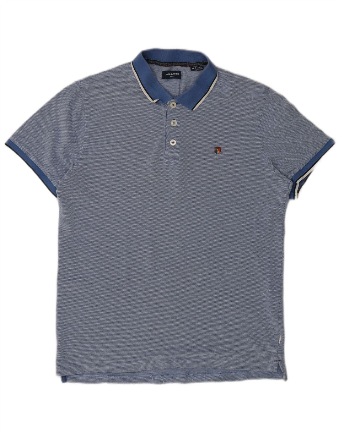 Jack & Jones Mens Polo Shirt Medium Blue Cotton