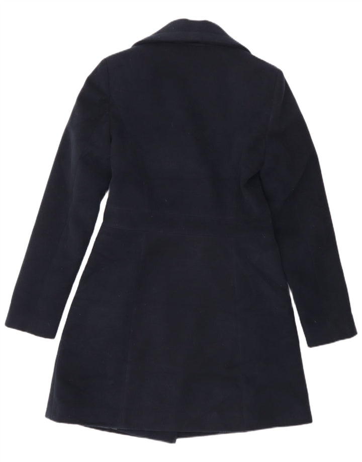 Oasis Womens Double Breasted Overcoat UK 6 XS Navy Blue Polyester