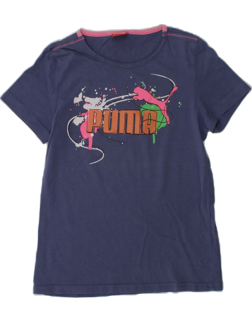 PUMA Girls Graphic T-Shirt Top 7-8 Years Small Blue | Vintage Puma | Thrift | Second-Hand Puma | Used Clothing | Messina Hembry 