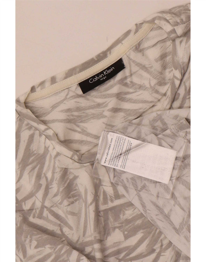 Calvin Klein Mens Abstract Pattern T-Shirt Top Large Grey Cotton