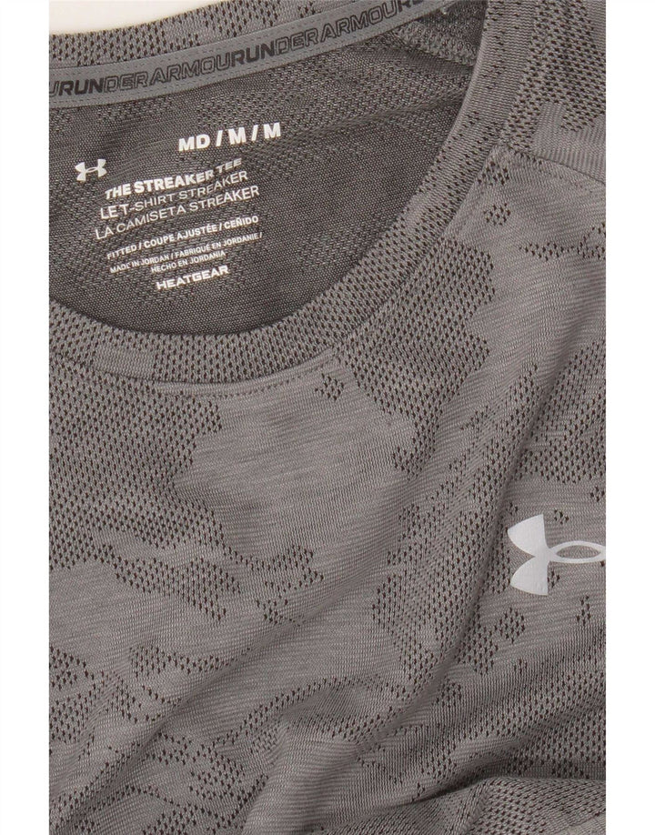 Under Armour Mens Heat Gear T-Shirt Top Medium Grey Camouflage