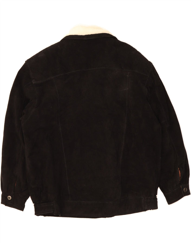 VINTAGE Womens Loose Fit Suede Bomber Jacket IT 42 Medium Black Leather Vintage Vintage and Second-Hand Vintage from Messina Hembry 