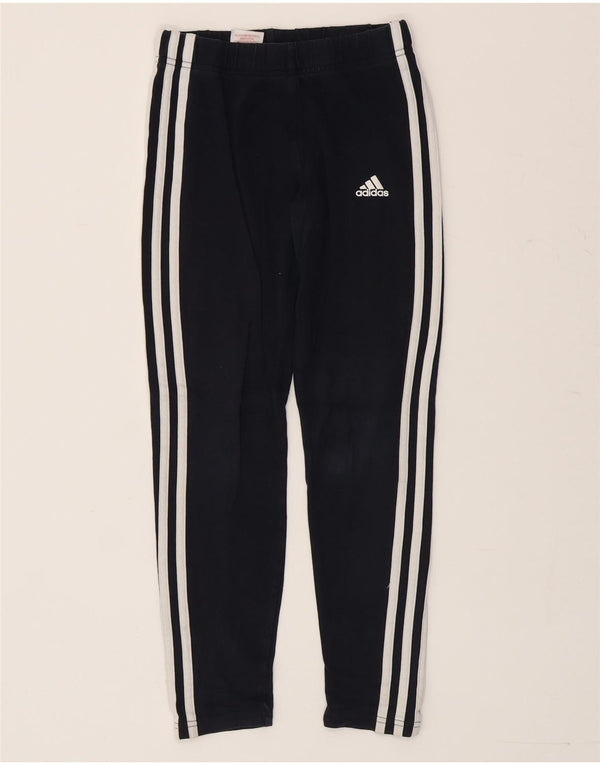 Adidas Girls Leggings 11-12 Years Navy Blue Cotton