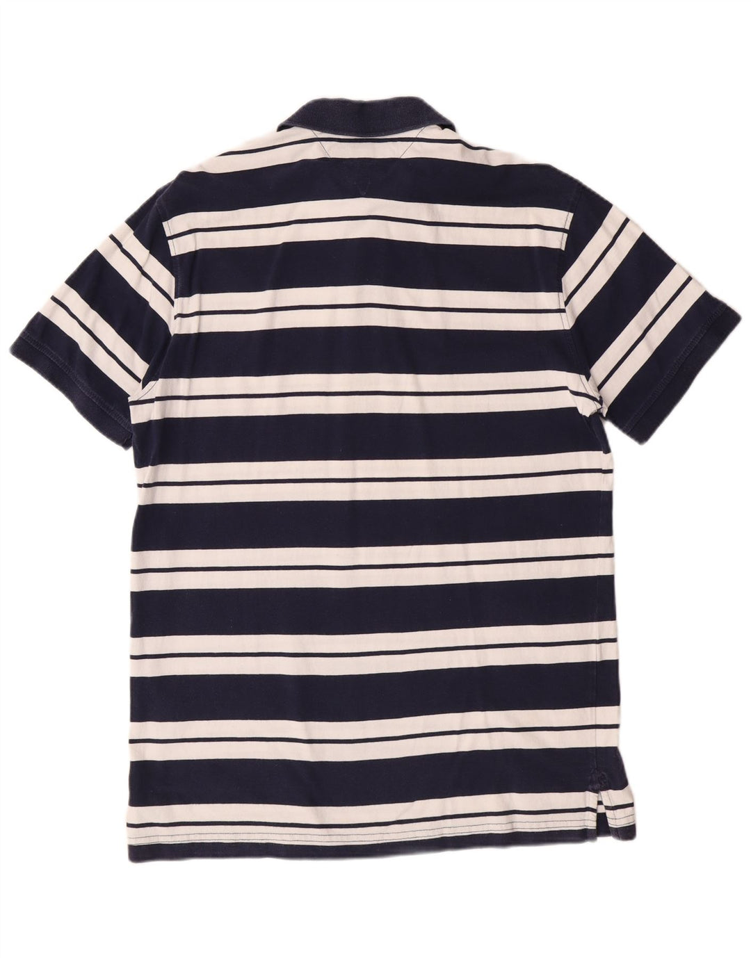 Tommy Hilfiger Mens Custom Fit Polo Shirt Large Navy Blue Striped Cotton
