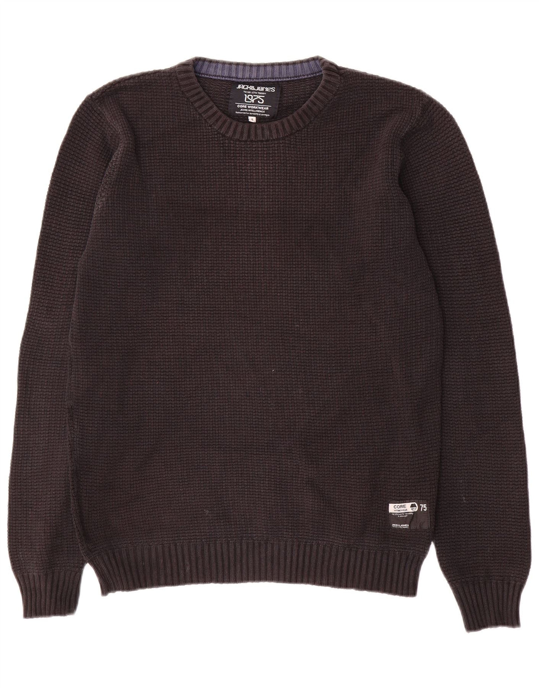 Jack & Jones Mens Crew Neck Jumper Sweater Small Black Cotton