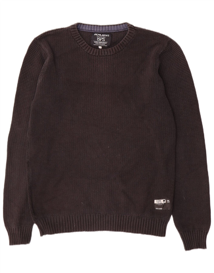 Jack & Jones Mens Crew Neck Jumper Sweater Small Black Cotton