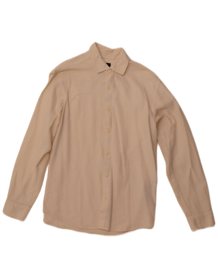 PULL & BEAR Mens Shirt Small Off White Cotton