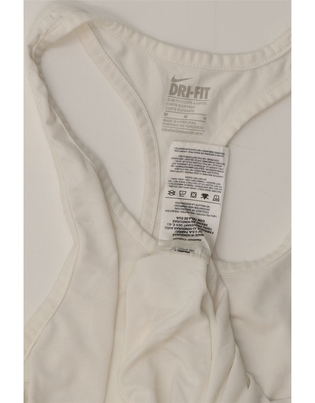 NIKE Womens Dri Fit Slim Fit Vest Top UK 12 Medium White Polyester