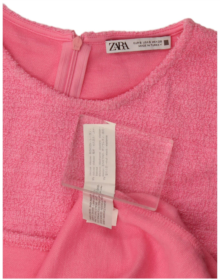 Zara Womens A-Line Dress UK 10 Small Pink Viscose