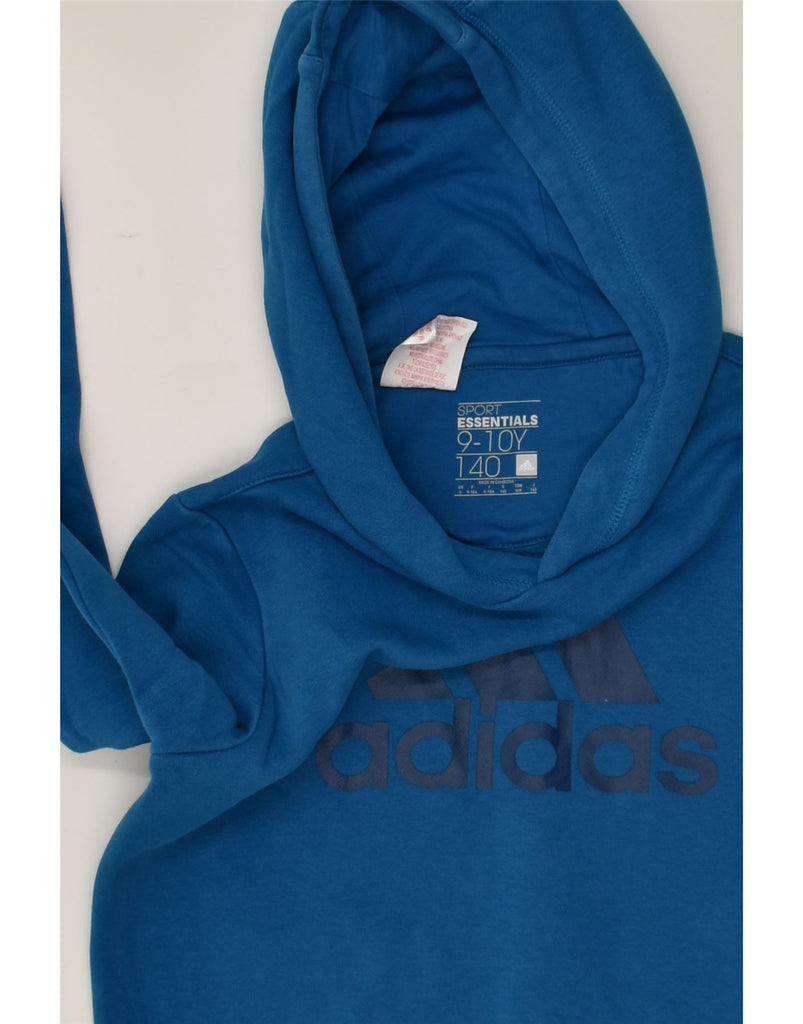 ADIDAS Boys Graphic Hoodie Jumper 9-10 Years Blue Cotton | Vintage Adidas | Thrift | Second-Hand Adidas | Used Clothing | Messina Hembry 