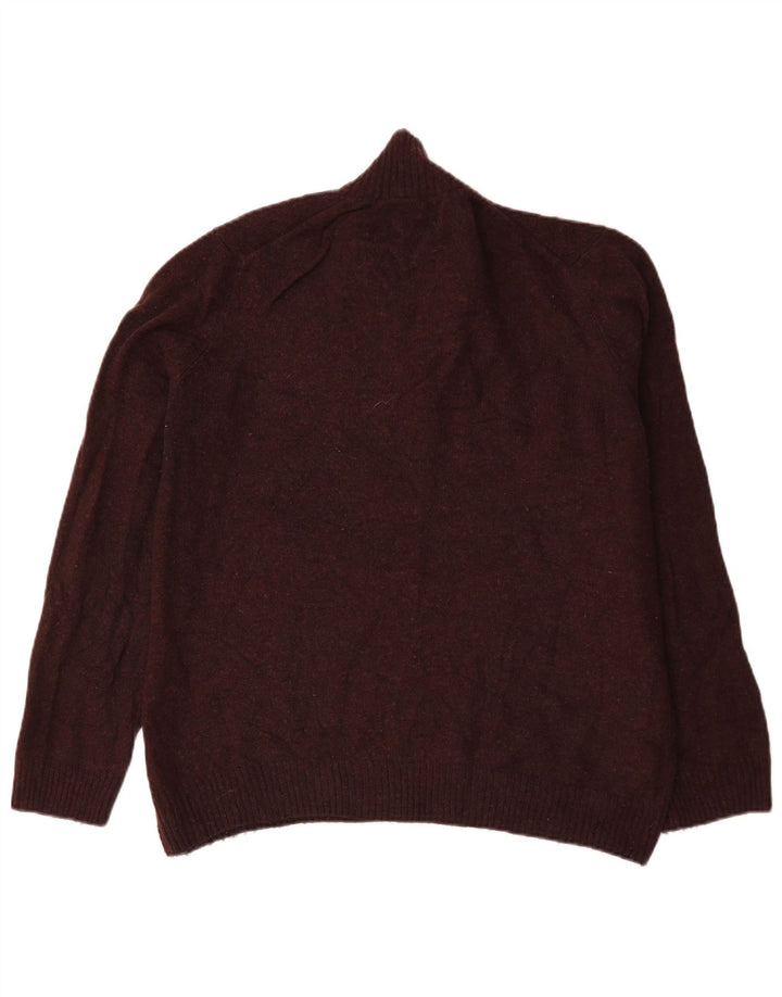 Marks & Spencer Mens Zip Neck Jumper Sweater XL Burgundy Lambswool