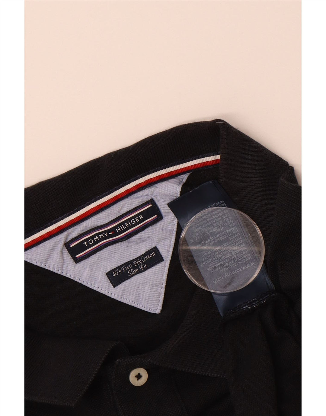 TOMMY HILFIGER Mens Slim Fit Polo Shirt Medium Black Cotton Vintage Tommy Hilfiger and Second-Hand Tommy Hilfiger from Messina Hembry 