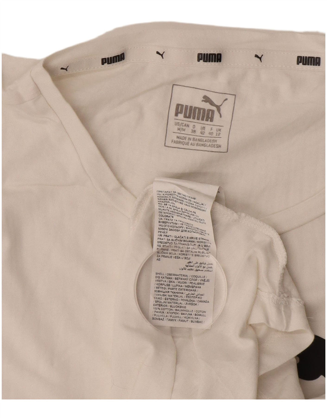 PUMA Womens Graphic T-Shirt Top UK 12 Medium White Cotton