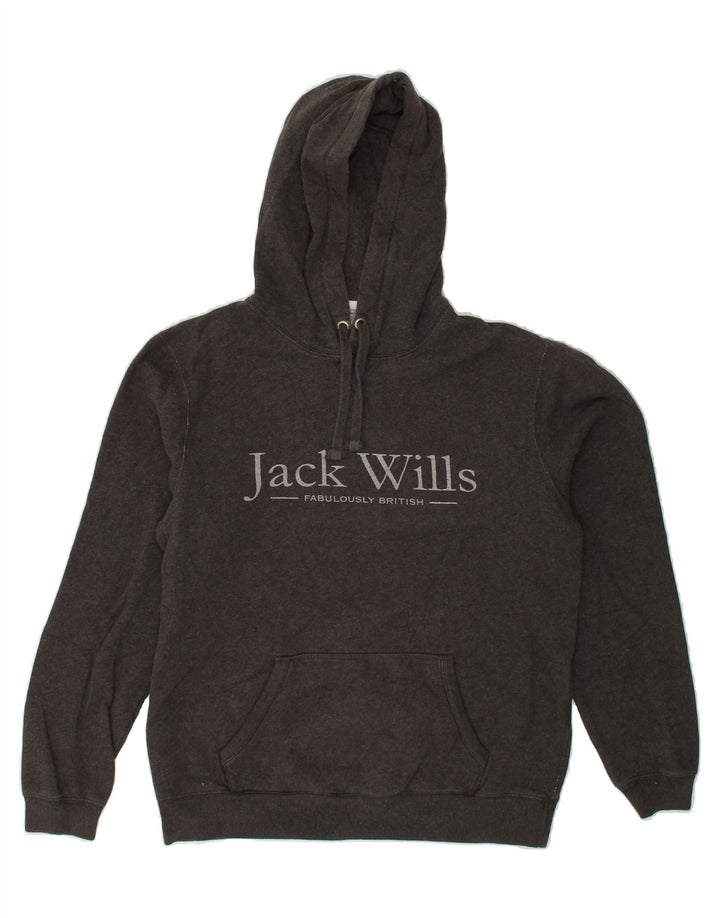 JACK WILLS Mens Graphic Hoodie Jumper Small Grey Cotton Vintage Jack Wills and Second-Hand Jack Wills from Messina Hembry 