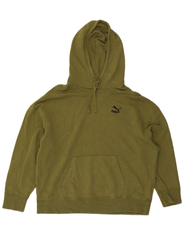Puma Womens Oversized Hoodie Jumper UK 16 Large Green Cotton