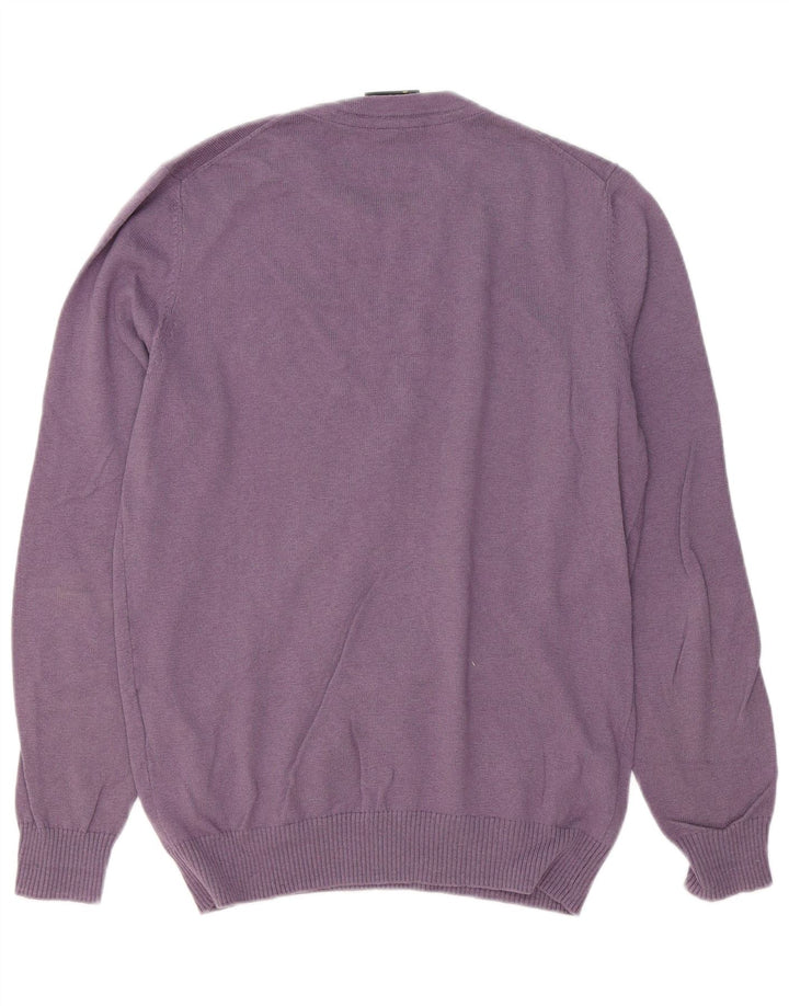 LYLE & SCOTT Mens Crew Neck Jumper Sweater Small Purple Cotton