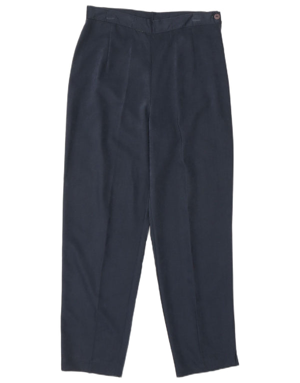 Vintage Womens Tapered Cropped Trousers IT 42 Medium W26 L25 Navy Blue