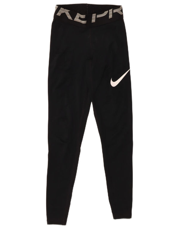 NIKE Girls Graphic Leggings 11-12 Years Black