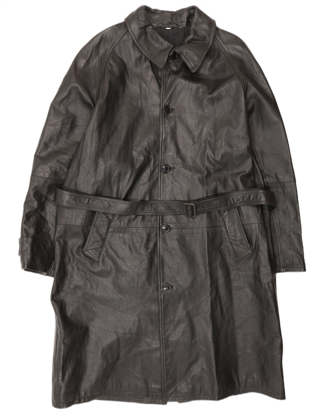 VINTAGE Mens Leather Coat IT 52 XL Black Leather